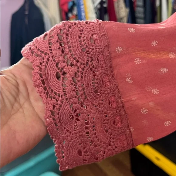 Jolt Boho Dusty Rose Geometric Print Open Front Kimono Cardigan Medium - Picture 5 of 6